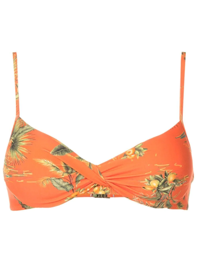 Shop Lygia & Nanny Floral-print Bikini Top In Orange