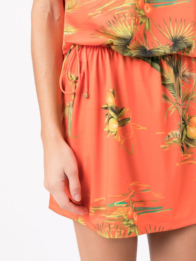 Shop Lygia & Nanny Floral-print Cap-sleeves Dress In Orange