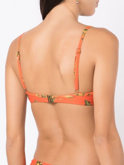 Shop Lygia & Nanny Floral-print Bikini Top In Orange