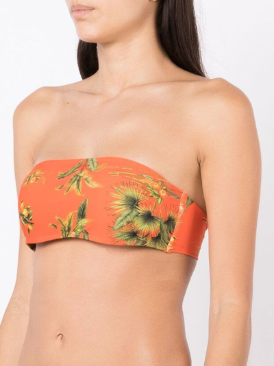 Lygia & Nanny Bajja Floral-print Bikini Top In Orange