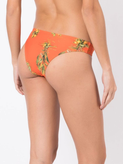 Lygia & Nanny Waikiki Floral-print Bikini Bottoms In Orange