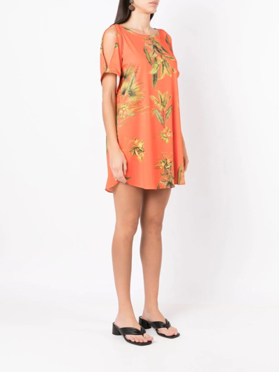 Shop Lygia & Nanny Floral-print Cold-shoulder Dress In Orange