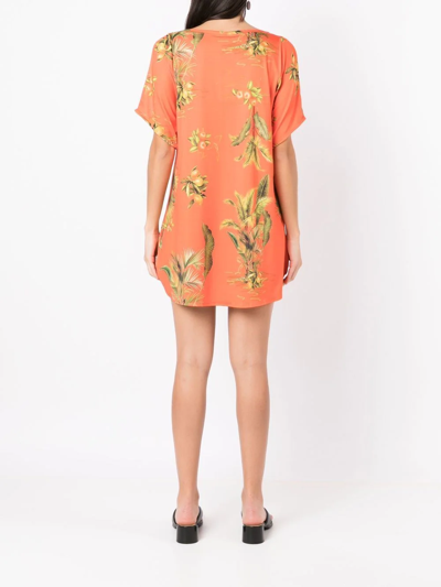 Shop Lygia & Nanny Floral-print Cold-shoulder Dress In Orange