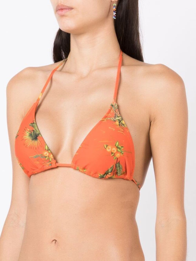 Lygia & Nanny Floral-print Bikini Top In Orange