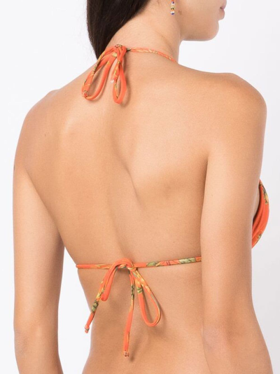 Lygia & Nanny Floral-print Bikini Top In Orange