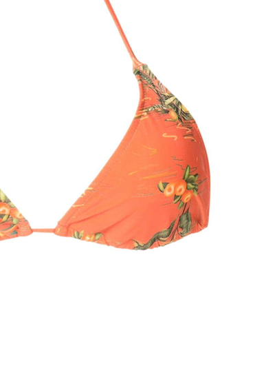 Lygia & Nanny Floral-print Bikini Top In Orange