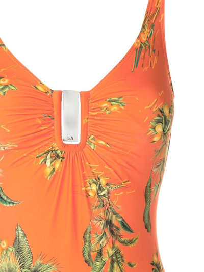 Shop Lygia & Nanny Mirassol Floral-print Swimsuit In Orange