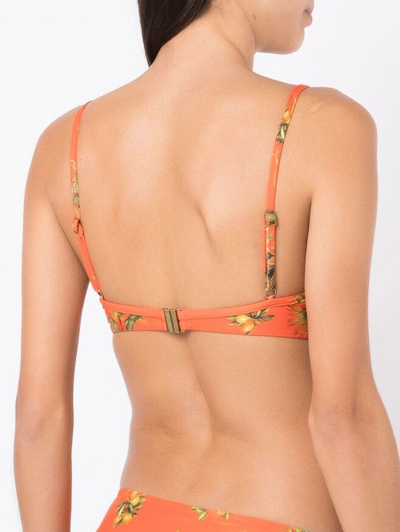 Shop Lygia & Nanny Figi Floral-print Bikini Top In Orange