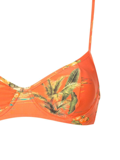 Shop Lygia & Nanny Figi Floral-print Bikini Top In Orange