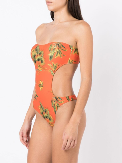Shop Lygia & Nanny Taylor Floral-print Swimsuit In Orange