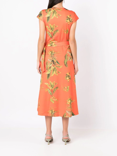 Shop Lygia & Nanny Floral-print Wrap Dress In Orange