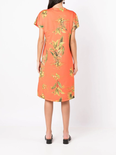 Shop Lygia & Nanny Floral-print V-neck Dress In Orange