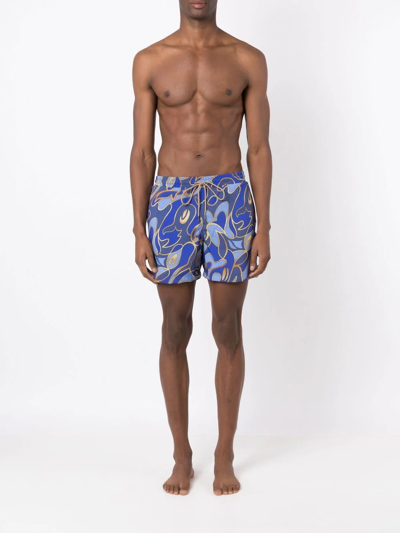 Shop Lygia & Nanny Abstract-print Drawstring Swim Trunks In Blue