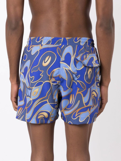 Shop Lygia & Nanny Abstract-print Drawstring Swim Trunks In Blue