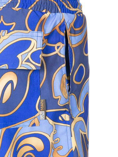 Lygia & Nanny Abstract-print Drawstring Swim Trunks In Blue