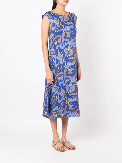 Lygia & Nanny Graphic-print Scoop-neck Dress In Blue