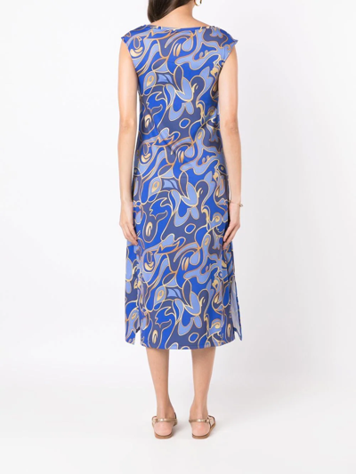 Lygia & Nanny Graphic-print Scoop-neck Dress In Blue