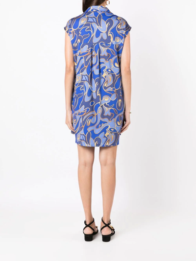 Shop Lygia & Nanny Jamile Abstract-print Shirt Dress In Blue