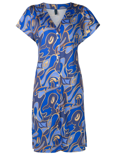 Shop Lygia & Nanny Graphic-print Wrap Dress In Blue