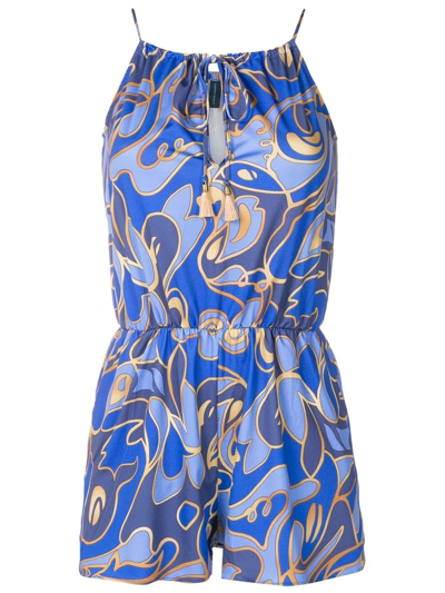 Shop Lygia & Nanny Graphic Print Playsuit In Blue