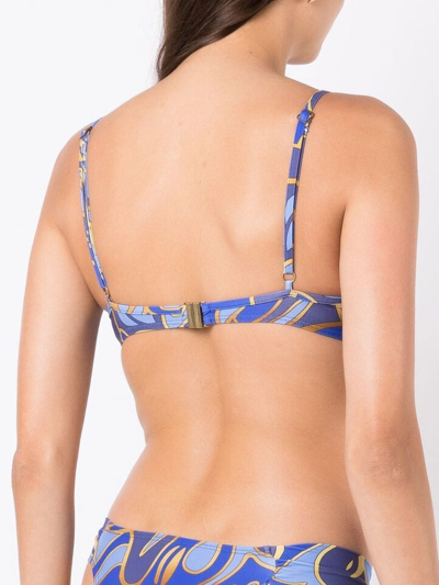 Shop Lygia & Nanny Cassis Abstract-print Bikini Top In Blue