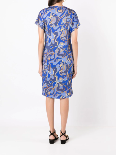 Shop Lygia & Nanny Graphic-print Wrap Dress In Blue