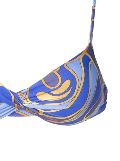 Shop Lygia & Nanny Cassis Abstract-print Bikini Top In Blue