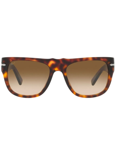 Shop Persol Tortoiseshell Rectangle-frame Sunglasses In Braun