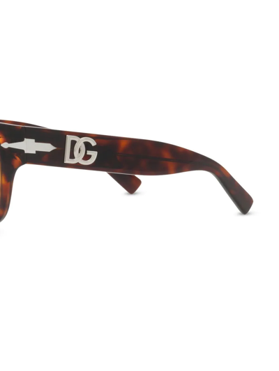 Shop Persol Tortoiseshell Rectangle-frame Sunglasses In Braun