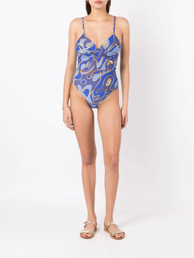 Lygia & Nanny Graphic-print Swimsuit In Blue