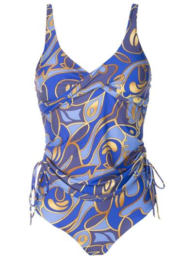 Shop Lygia & Nanny Graphic-print Swimsuit In Blue