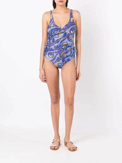 Shop Lygia & Nanny Graphic-print Swimsuit In Blue