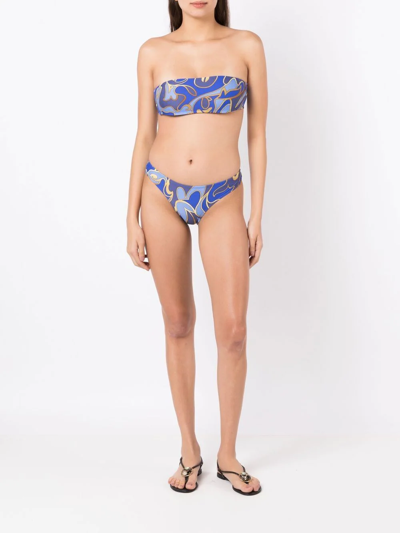 Shop Lygia & Nanny Graphic-print Bandeau Bikini In Blue