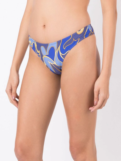 Shop Lygia & Nanny Graphic-print Bandeau Bikini In Blue