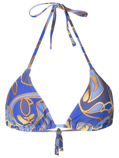 Shop Lygia & Nanny Graphic-print Halterneck Bikini In Blue