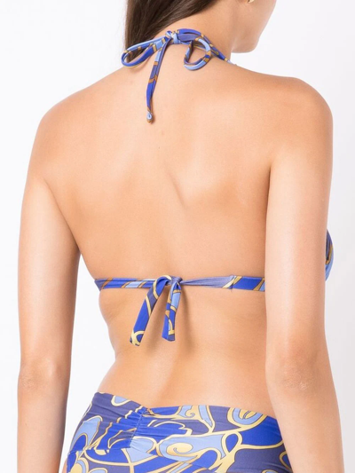 Shop Lygia & Nanny Graphic-print Halterneck Bikini In Blue