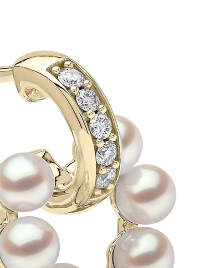Yoko London 18kt Yellow Gold Eclipse Akoya Pearl And Diamond Hoop Earrings In Gold