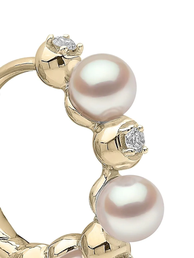 Yoko London 18kt Yellow Gold Eclipse Akoya Pearl And Diamond Hoop Earrings In Gold