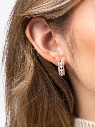 Yoko London 18kt Yellow Gold Eclipse Akoya Pearl And Diamond Hoop Earrings In Gold