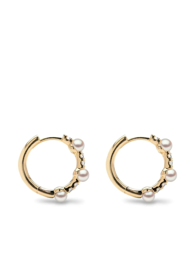 Yoko London 18kt Yellow Gold Eclipse Akoya Pearl And Diamond Hoop Earrings In Gold