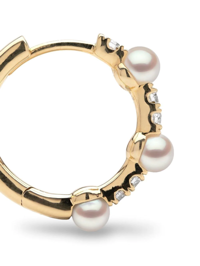 Yoko London 18kt Yellow Gold Eclipse Akoya Pearl And Diamond Hoop Earrings In Gold