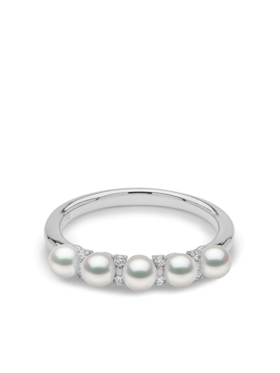 Shop Yoko London 18kt White Gold Eclipse Akoya Pearl And Diamond Ring In Silber