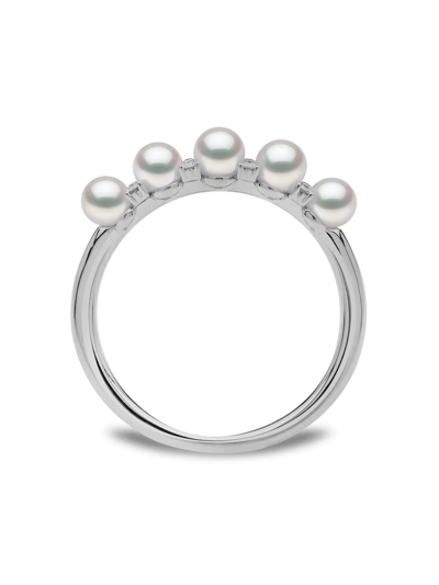 Yoko London 18kt White Gold Eclipse Akoya Pearl And Diamond Ring In Silber