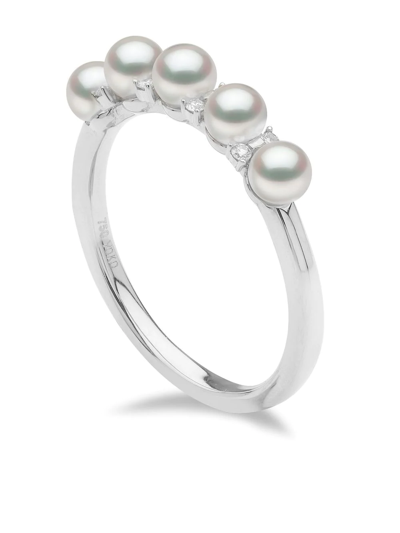 Yoko London 18kt White Gold Eclipse Akoya Pearl And Diamond Ring In Silber