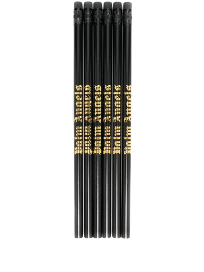 Shop Palm Angels Logo Pencil Set Of 6 In Black
