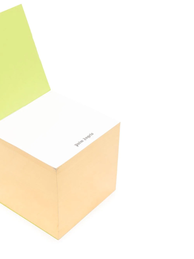 Shop Palm Angels Logo-print Cube Notepad In Green