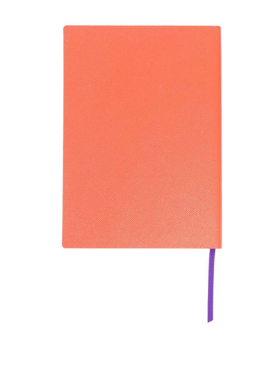 Shop Palm Angels Logo-print Leather Notebook In Orange