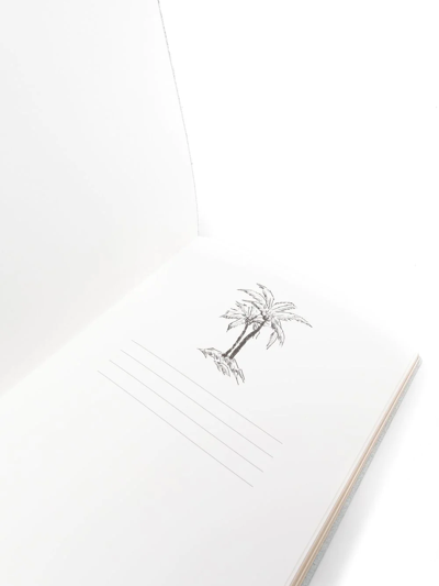 Shop Palm Angels Palm Tree-print Leather Notebook In Grey