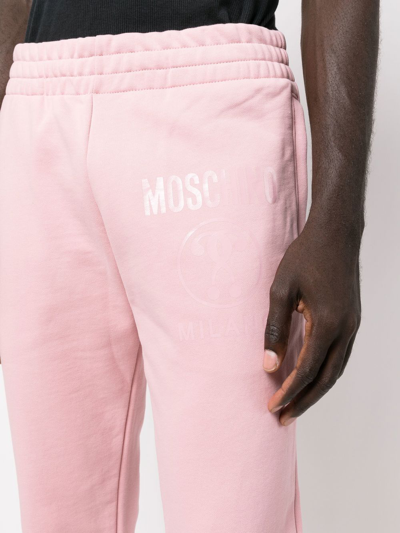 Shop Moschino Logo-print Track Pants In Rosa