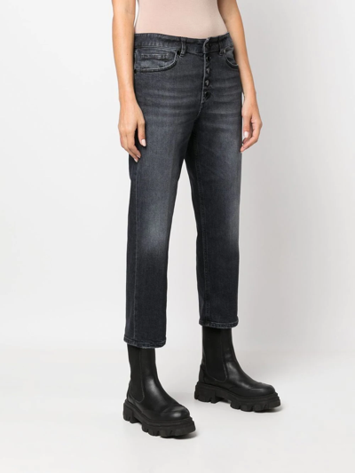 Shop Dondup Mid-rise Cropped Jeans In Schwarz